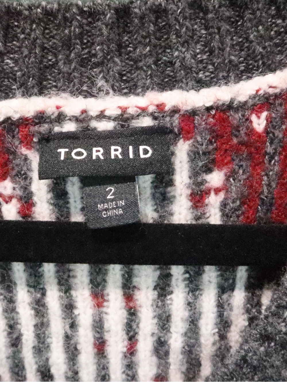 torrid Red, Gray and White Striped Knit Sweater